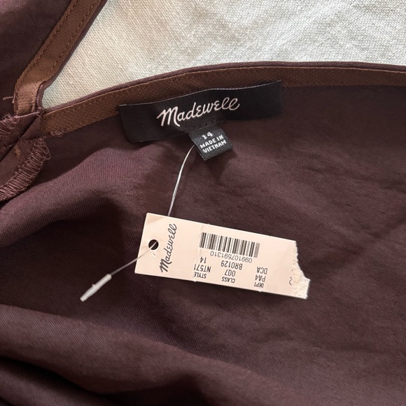 NWT Madewell Satin Sleeveless Maxi Slip Dress in Dark Carob - Picture 7 of 8